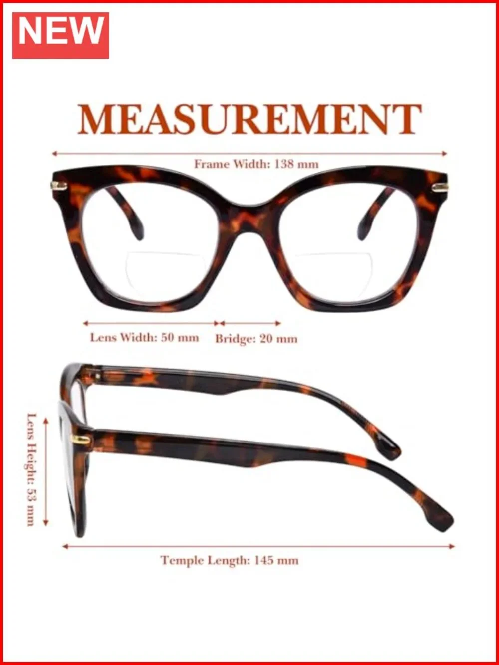 Women's Bifocal Reading Glasses Cat Eye Oversized Readers